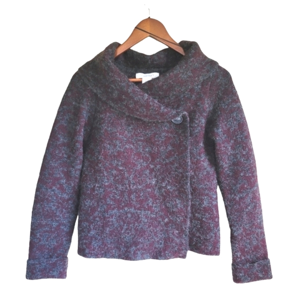 Ellen Tracy Knit Assymetrical Sweater Maroon Women’s Small